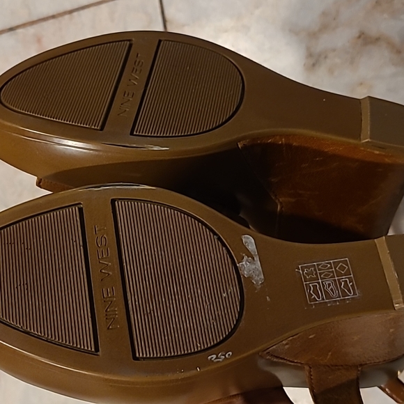 Nine West Leather Ankle Strap Wedges - Picture 6 of 6